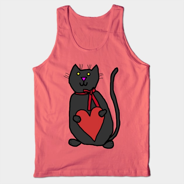 Cute Cat Holding Your Love Heart on Valentines Day Tank Top by ellenhenryart